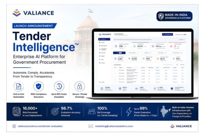 Valiance Solutions Launches Tender Intelligence, an Enterprise SaaS for Government Procurement